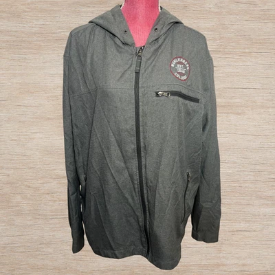 Chaqueta cortavientos Muhlenberg College gris con capucha para hombre talla grande universitaria Foto 1 de 4