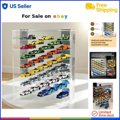 Display Case for Hot Wheels 1:64 Scale Cars Wall Mount Tabletop LED Dustproof - Image 1 of 4