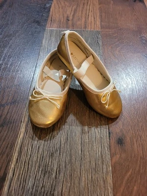 J Crew Crewcuts Toddler Girl's Size 9 Faux Leather Gold Mary Jane Ballet Flats  - Image 1 of 4