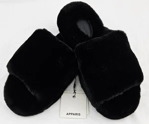 Apparis Damen Dillon offene Zehenpartie Slide Kunstfell Hausschuhe Größe 9 noir schwarz - Bild 1 von 5