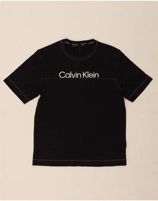 Camiseta masculina gráfica CALVIN KLEIN média preta poliéster clássica DM31 - Imagem 1 de 3