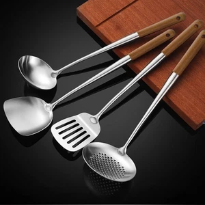 Wok Utensils for Carbon Steel, Stainless Steel Wok Spatula Metal, 4-Pieces 17... - Picture 1 of 9