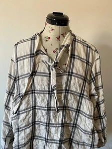 Blusa Plumo Studio puro cotone cravatta collo a quadri M/10 - Foto 1 di 7