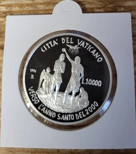 Vatican 10,000 Lire 1996 Holy Year 2000 - Baptism In The Jordan Silver PP - Picture 1 of 2