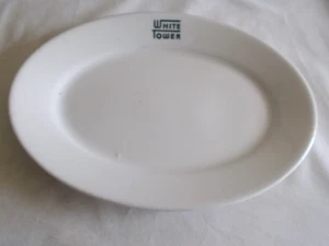 VINTAGE WHITE TOWER OVAL PLATTER HOMER LAUGHLIN RESTAURANT WARE BEST CHINA - Picture 1 of 4