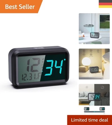 Schwarz-blaue digitale Tischuhr mit Schlummerfunktion und zwei Helligkeitsstufen - Bild 1 von 4