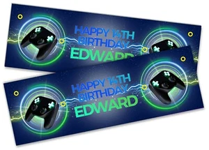 x2 Personalised Birthday Banner Gaming Children Kids Party Decoration 171 - Picture 1 of 4