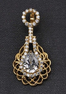 D/VVS1 Pear Shape 0.50Ct Women's Pendant In Solid 14KT Yellow Gold - Picture 1 of 4