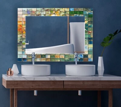 Green & White Mosaic Wall Mirror - Image 1 of 4