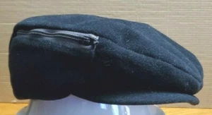 Boina Newsboy De Colección con Alama Brotada Terciopelo Negro T con Cremalleras - Imagen 1 de 8