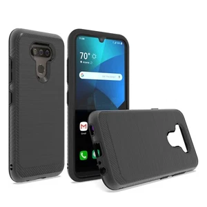 For LG Harmony 4 / Premier Pro Plus L455DL Lining Hybrid Case Cover - Black - Picture 1 of 1