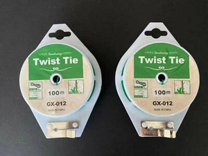 Lot 2 328FT 100M Gardening Plant Green Twist Tie Wire Roll With Cutter - Picture 1 of 4