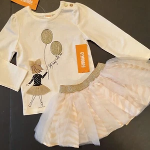 NWT Girls 6-12 mo Gymboree CITY KITTY 2pc Metallic Gold TUTU SKIRT & Ivory TOP - Picture 1 of 10