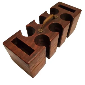 Wooden Poker Chip Holder Antique Brass Handle 10x3.5x3.5" - Picture 1 of 8