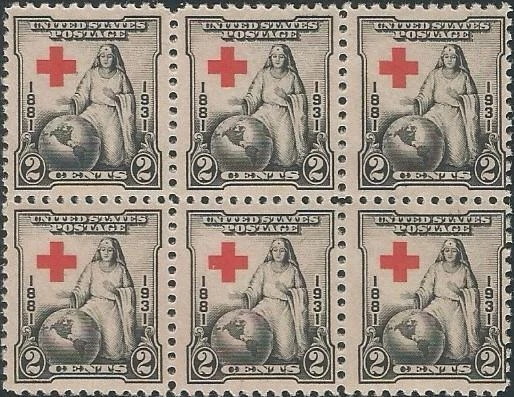 Block of 6 stamps - Scott 702 - 2 cent - Red Cross - 1931 - MNH - Image 1 of 1