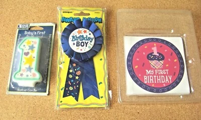 Cumpleaños Niño Primera Cinta 5.75", Vela 3.5", Pegatina 4" y 1ª Pegatina Janucá Foto 1 de 4