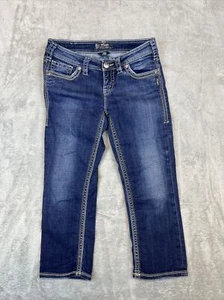 SILVER Jeans Womens 29 Aiko Capri Cropped Low Rise Denim Blue Denim - Picture 1 of 10