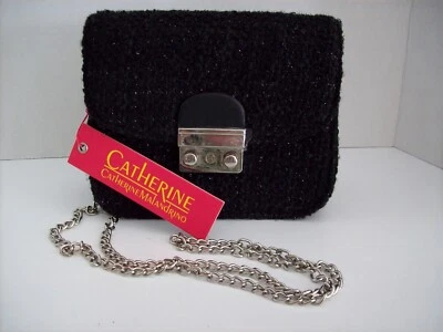  NEW Catherine Malandrino  Arielle Black Shimmer Silver Chain Crossbody Bag - Image 1 of 4