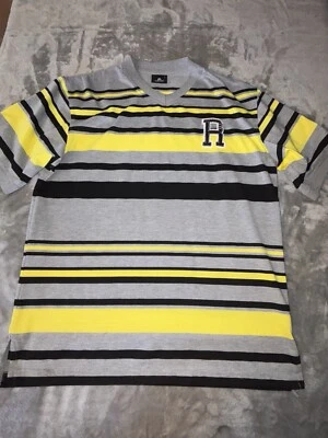 Camisa polo vintage Red Ape para hombre grande amarilla gris a rayas hip hop ropa de calle Y2K Foto 1 de 4