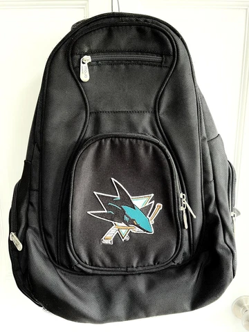 San Jose Sharks 19” NHL Logo Action Laptop Travel Backpack School Sports EUC !!! Cover