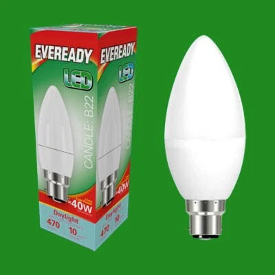 10x 5.2W (=40W) LED Candle Light Bulb, Daylight White 6500k, Bayonet Cap BC B22 - Image 1 of 3