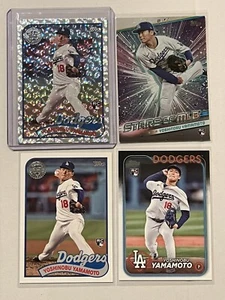 2024 Topps Series 2 Lot Of 4  RCs Yoshinobu Yamamoto (Cracked Ice) - Picture 1 of 5