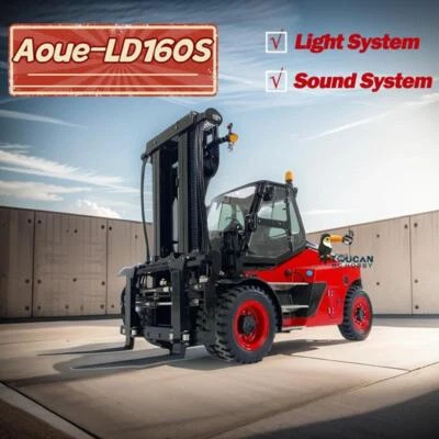 LESU 1:14 Painted Red Metal Hydraulic RC Forklift Aoue-LD160S w/ Light Sound - Image 1 of 4