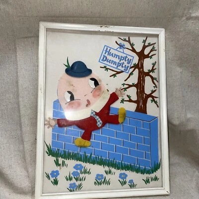 Vtg Nursery Wall Art Humpty Dumpty Felt Art Irmi Original Foto 1 de 4
