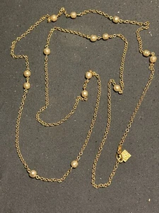 Vintage Extra Long Karl Lagerfeld Goldtone Chain with Intermittent Pearls 49“  - Picture 1 of 3