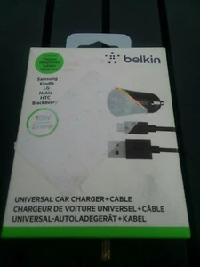 OEM Belkin Universal Car Charger W/ Black 4' Micro USB ChargeSync Cable - Picture 1 of 3
