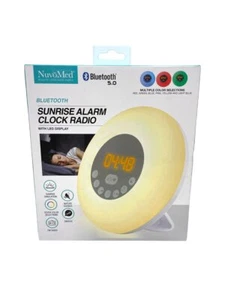 NuvoMed Sunrise Alarm Clock Radio Bluetooth Led Display Multiple Color - Picture 1 of 1