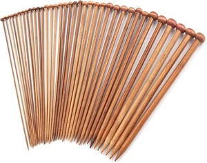 14 Inch Single Point Bamboo Knitting Needles Set for Beginners, 18 Pairs US S... - Picture 1 of 3