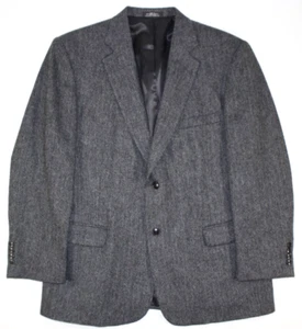 Barrington Blazer Men's 44 R Wool Tweed Sport Coat Jacket Herringbone Gray - Picture 1 of 10