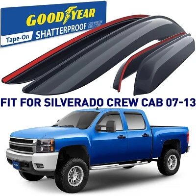 Protectores de lluvia viseras de ventilación para Chevy Silverado 500 07-13 doble cabina INROMPIBLES Foto 1 de 4