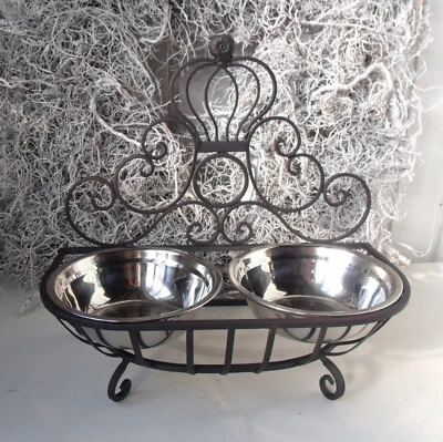 Tiernapf FRÄULEIN GRAZIA Hundenapf Eisen Doppelnapf Shabby - Bild 1 von 3