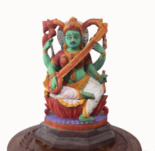 Vintage Saraswathi Statue Antique Home Decor Hindu Goddess Of Knowledge Music