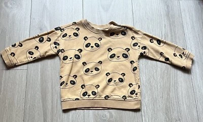Sudadera H&M Panda Color Camel Estampado Novedad Otoño Invierno 9-12 Meses Foto 1 de 4