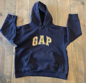 Gap Kids Navy Blue Yellow GAP Letters Long Sleeve Hoodie Sweatshirt Size: S - Picture 1 of 6