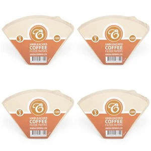 400 Size 3 / 102 Coffee Filter Paper Cones, Unbleached Brown Replacement - Picture 1 of 4