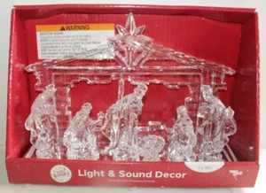 WINTER WONDER LANE LIGHTED MUSICAL NATIVITY SCENE SCULPTURE FIGURE CLEAR 11” X 9 - Picture 1 of 3