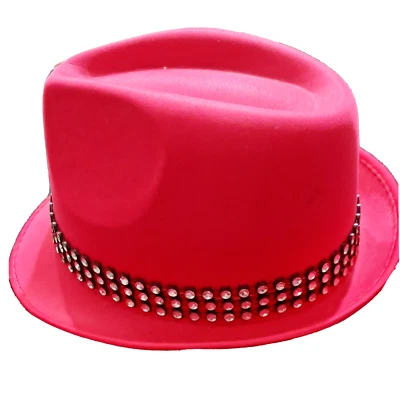 Hot Pink Fedora Hat with Diamante Band- By Dr Toms  - image 1 of 4