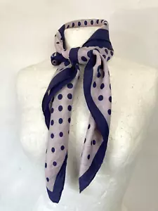 Vintage Neck Scarf Head Scarf Neckerchief Purple Polka Dot Square Shop - Picture 1 of 4