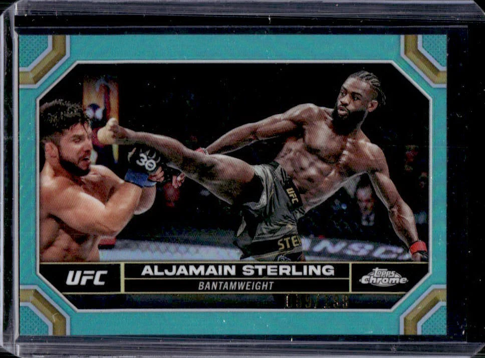 2024 Topps Chrome UFC Aljamain Sterling Aqua Refractor #059/199 Bantamweight