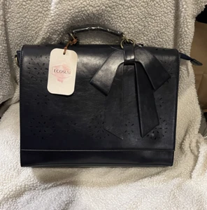 BRAND NEW Ecosusi Briefcase with Classic Bow Navy Blue - Picture 1 of 23