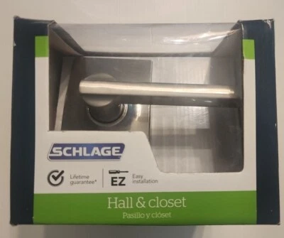 ¡NUEVO! Schlage ‎Mango de puerta pasillo y armario F10 LAT 619 níquel satinado Foto 1 de 2