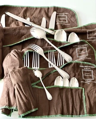 JUEGO DE CUBIERTOS CHAPADOS EN PLATA CHRISTOFLE MALMAISON 49 PIEZAS PARA 12 PERSONAS “EXCELENTE” Foto 1 de 4