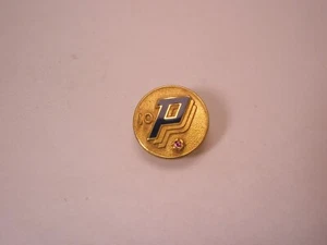 PPP Logo 1/10  10k GF & Red Stone 10 Year Service Vintage HJ Tie Tack Lapel i47 - Picture 1 of 6