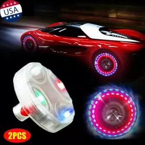 2x 15-Mode Solar Energy Auto Flash LED Car Wheel Hub Tire Tyre Valve Cap Light - Picture 1 of 10