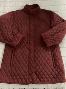Garnet Hill 18 Red Quilted Car Coat Snap/Zip Closure Tunic Length No Hood - Picture 1 of 19