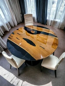 36" Round Epoxy Dining Table, Round Epoxy Coffee Table, Translucent Epoxy Table  - Picture 1 of 8